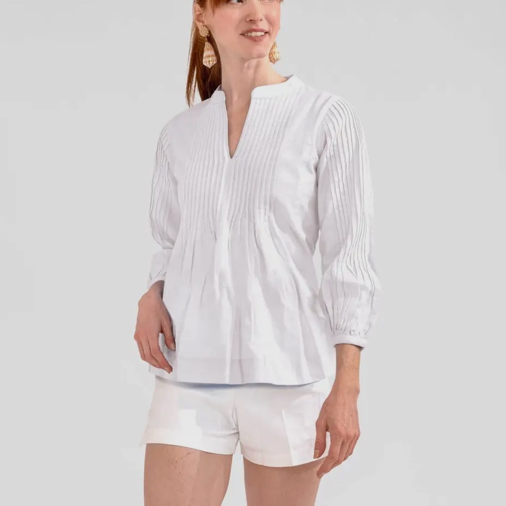 Gretchen Scott Designs Crisp White Pintuck Blouse
